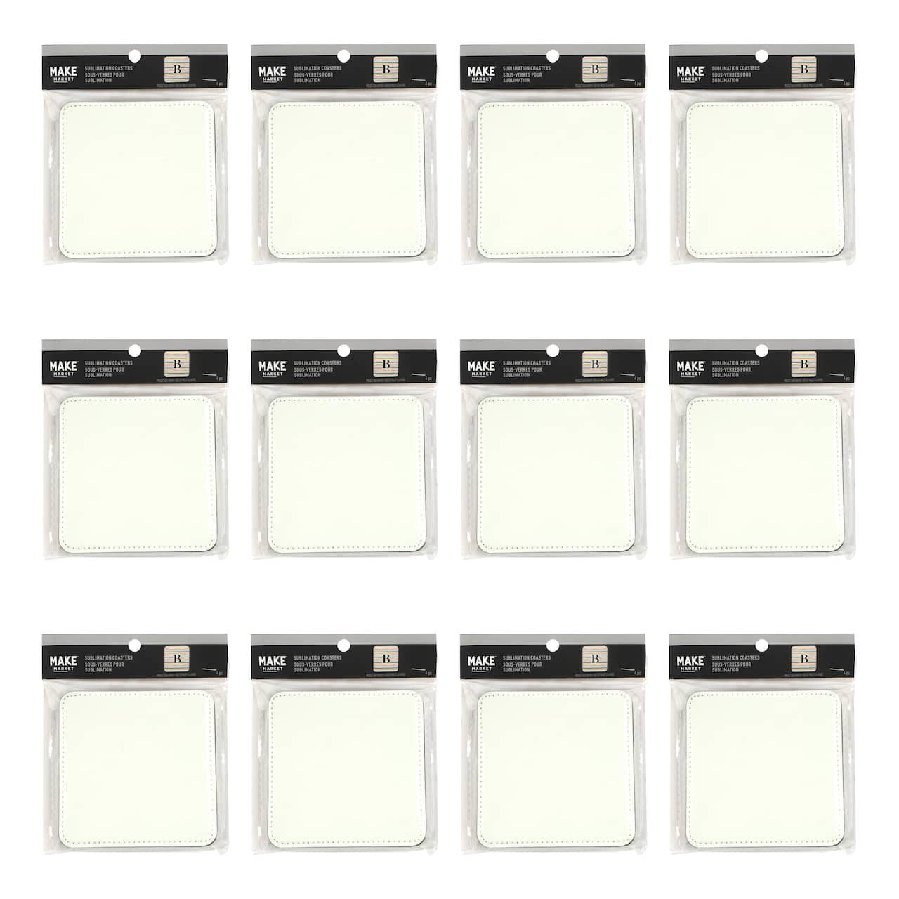 12 Packs: 4 ct. (48 total) 4" x 4" Sublimation Coasters by Make Market®